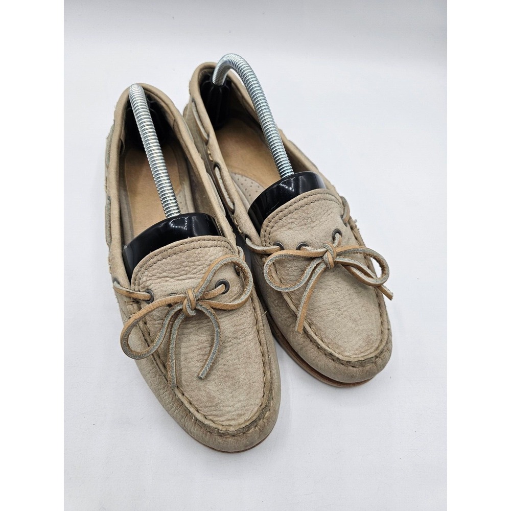 Frye Quincy Tie Boat Shoes Womens 6M‎ Beige Nubuck Loafers Flats Comfort